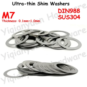 Yiqianyuan M7 DIN988 SUS304 Шайби за регулиране на шайби от неръждаема стомана Ултра-тънки плоски уплътнения за миене