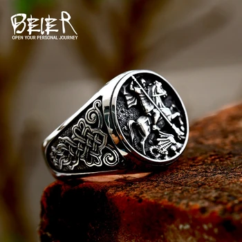 Beier Fashion религия Исус пръстен рицар на Бога Свети Георги пръстен неръждаема стомана хладно високо качество мъже бижута BR8-1050