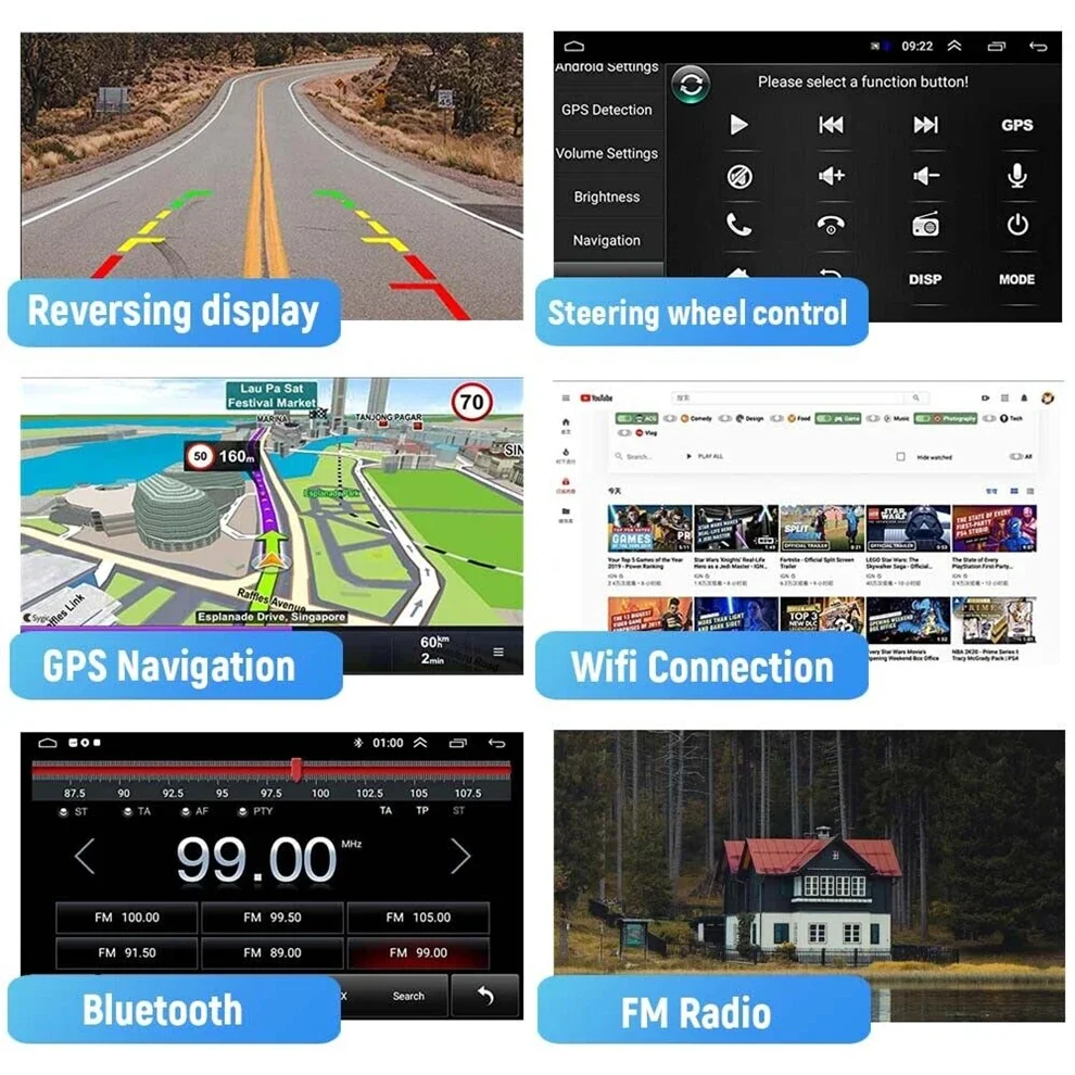 10 инчов мултимедиен плейър Bluetooth FM GPS 2 Din Android 13 стерео приемник Електрическо въртене сензорен екран кола радио 4G Carplay