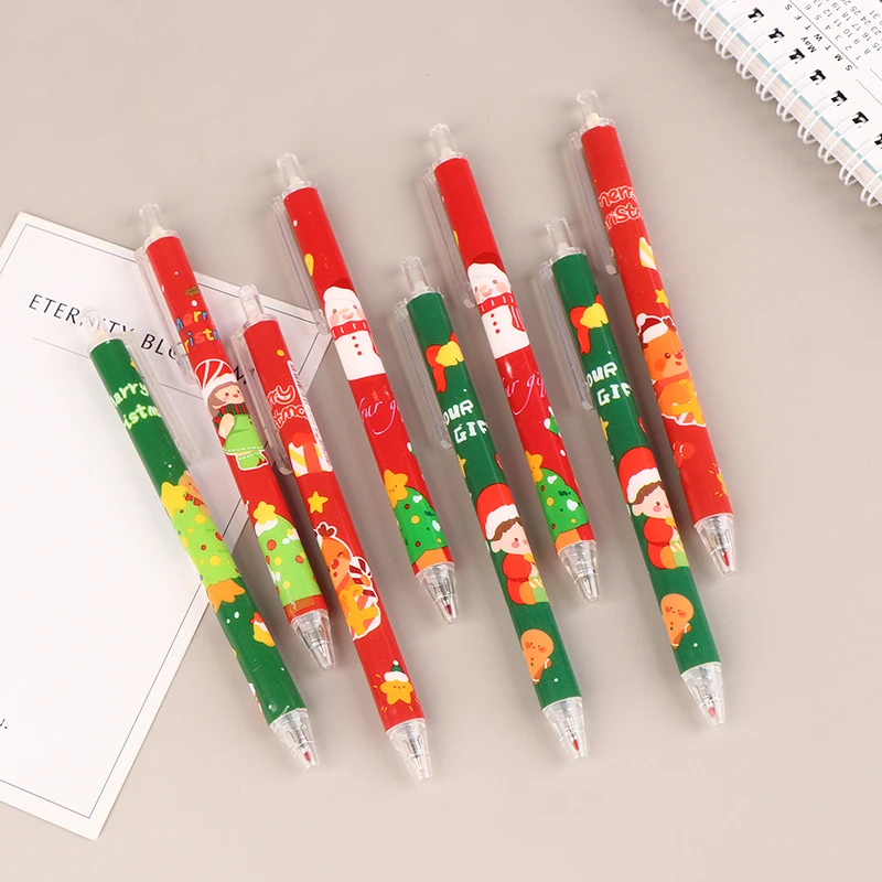 12Pcs Коледа тематични гел писалки прекрасен подпис писалки карикатура канцеларски материали гел писалки офис подпис писалки
