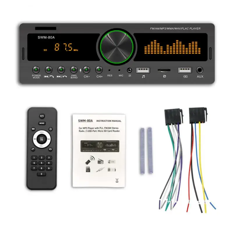 1Din Автомобилно радио Мултимедия Хендсфри MP3 плейър FM AM аудио 12V USB / SD / AUX вход в Dash Locator Auto Stereo Head Unit