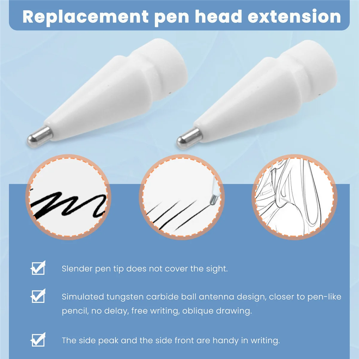 2 пакет молив съвети за Apple Pencil 1St Gen и 2Nd Gen / iPad Pro Pencil, 1mm Без износване Fine Point Precise Control Nibs