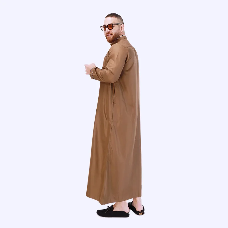 2023 Нов стил мъжко облекло Мюсюлманска мода Близкия изток Дубай националност стойка яка дълъг ръкав джоб Casua Jubba Thobe