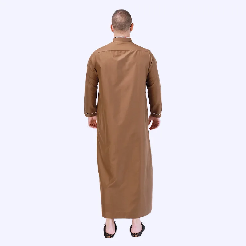 2023 Нов стил мъжко облекло Мюсюлманска мода Близкия изток Дубай националност стойка яка дълъг ръкав джоб Casua Jubba Thobe