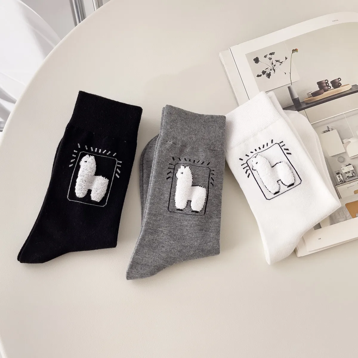3 чифта дамска мода нови висококачествени удобни меки анимационни чорапи от алпака