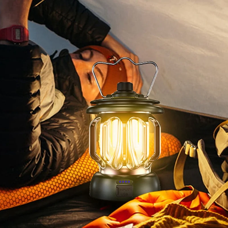 3500 Ma открит къмпинг светлина LED ретро кон фенер преносим палатка светлина удобен USB зареждане къмпинг светлина