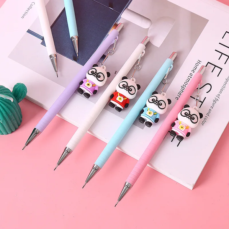 36 бр/лот Creative Panda висулка механичен молив сладък 0.5 / 0.7MM рисуване писане автоматично писалка училище офис консумативи
