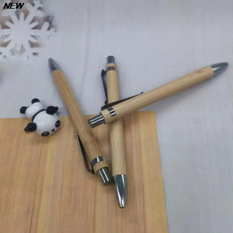 4Pcs комплект бамбукова дървена химикалка 1.0mm куршум съвет синьо черно мастило подпис топка писалка офис училище wrting канцеларски материали