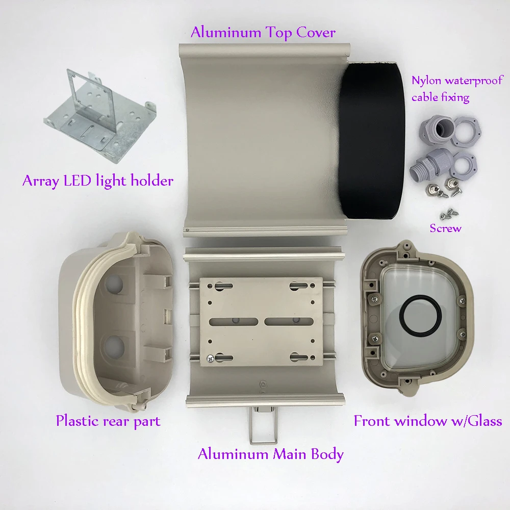 6inch алуминиево наблюдение сигурност CCTV камера жилища капак случай открит водоустойчив корпус с 40 мм стъкло обектив пръстен