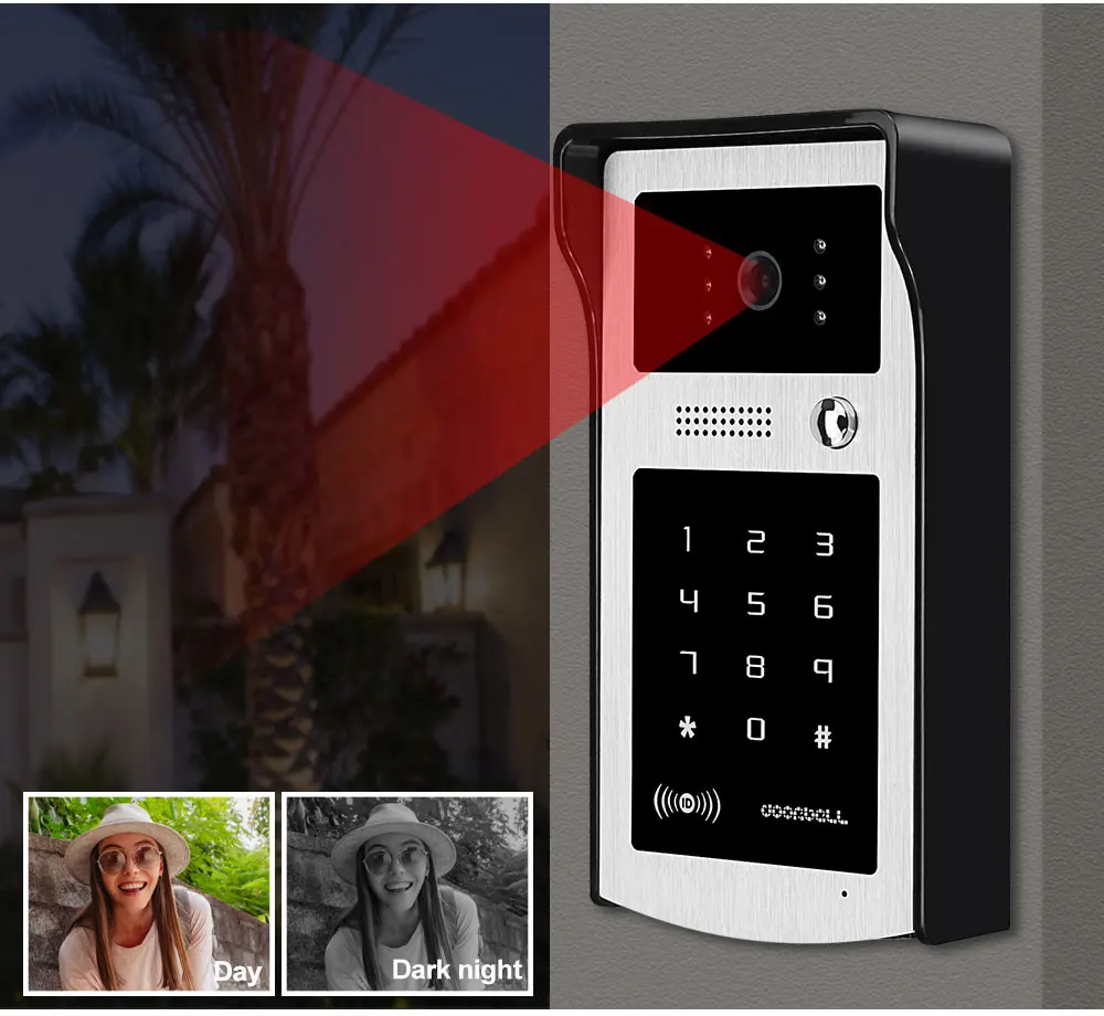  7inch видео врата телефон домофон звънец с парола RIFD външна водоустойчива камера индуктивна карта видео врата телефонна система
