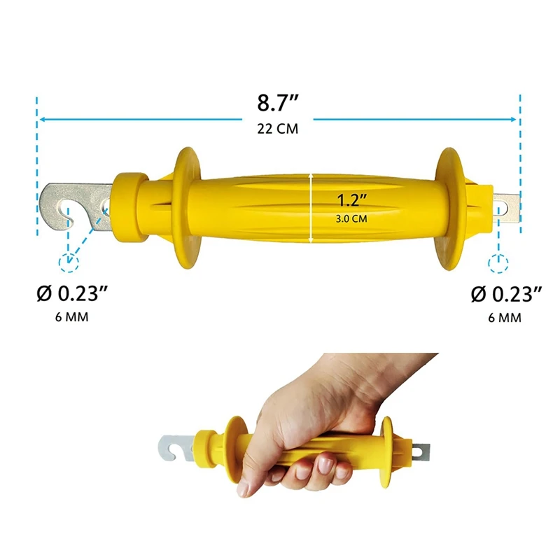 8-Pack Electric Fence Rubber Gate, Electric Fence Spring Handle, Insulated Plastic Handle, Yellow Rubber Gate Handle Fence Parts