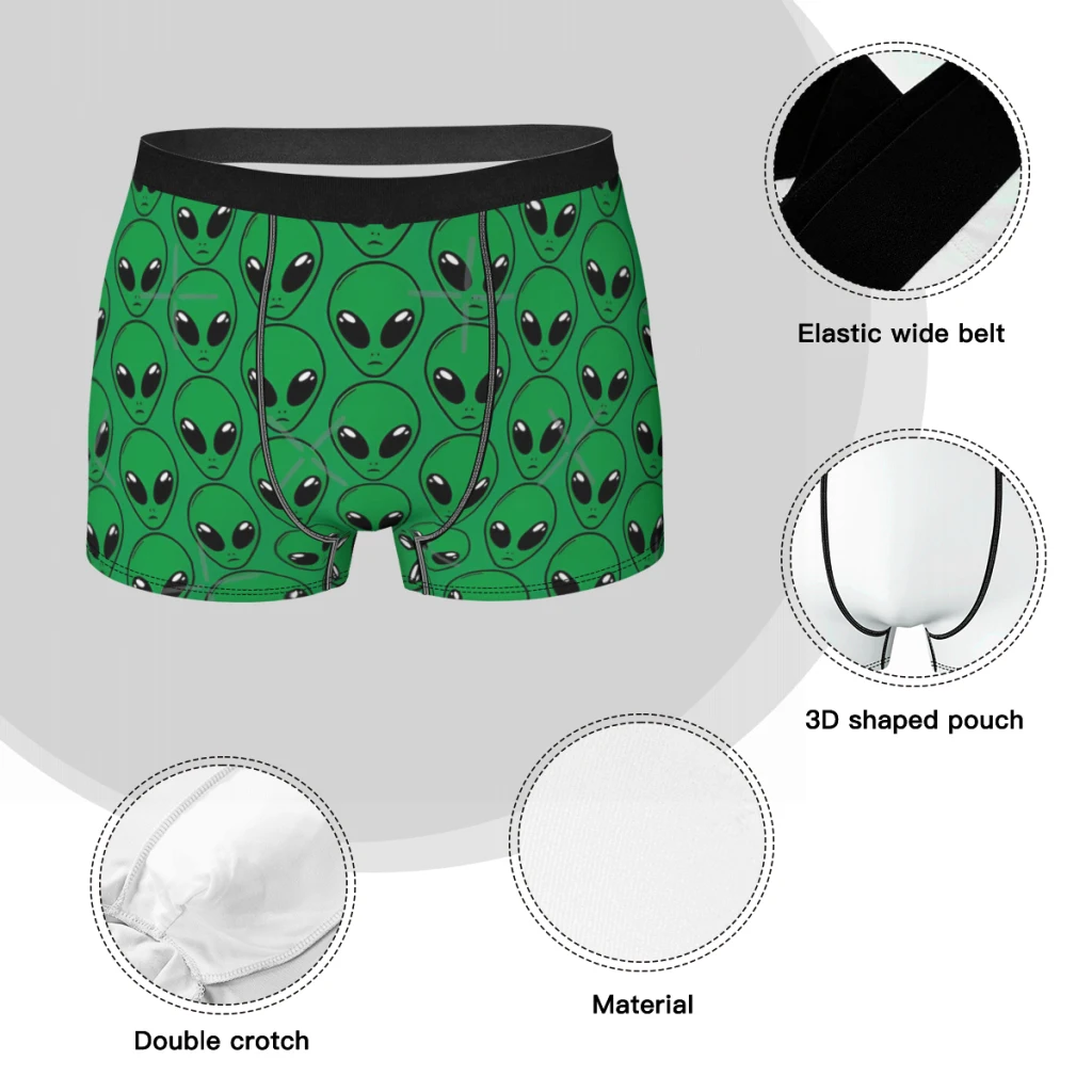 Alien Head Green Skin Underpants Homme Panties Male Underwear Sexy Shorts Boxer Briefs
