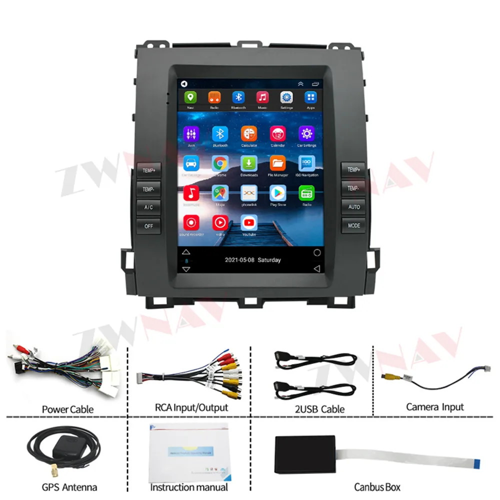 Android екран за Toyota Prado LC100 LC120 2002-2009 кола авто радио мултимедия стерео Carplay Bluetooth главата единица дисплей DSP
