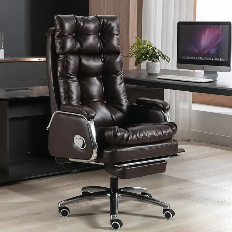 HOOKI Официален нов изпълнителен стол от естествена кожа Накланящ се офис стол Ергономичен домашен компютърен стол Офис Busi