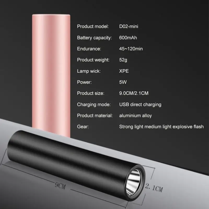 Mini фенерче USB акумулаторна LED фенерче водоустойчива телескопична мощна лампа за факел на открито Zoom Portable Torch