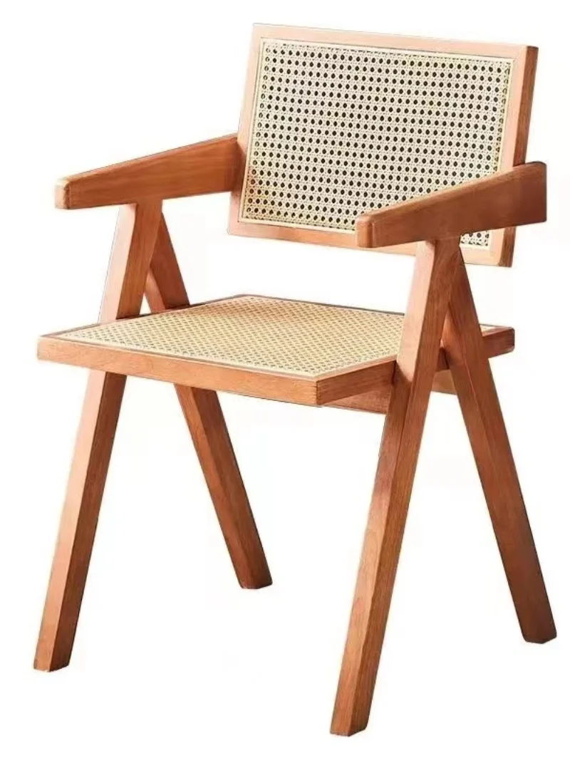 Nordic масивно дърво трапезен стол, японски ратан стол, реколта обратно стол, Chandigarh стол