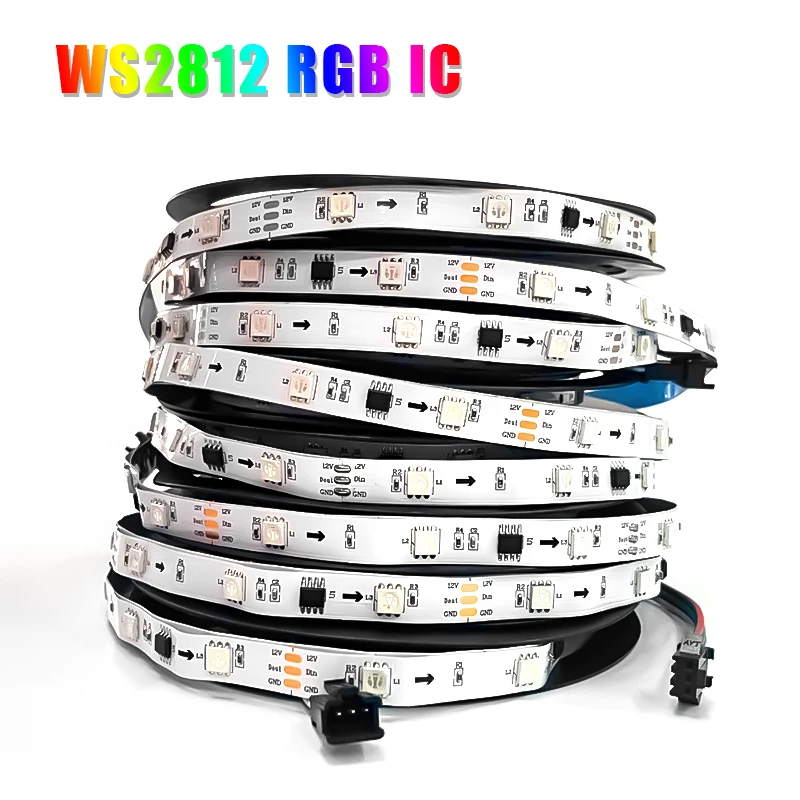WS2812B RGB LED ленти индивидуално адресируеми пиксели SMD5050 лентова светлина IP30DC12V стая Led лента
