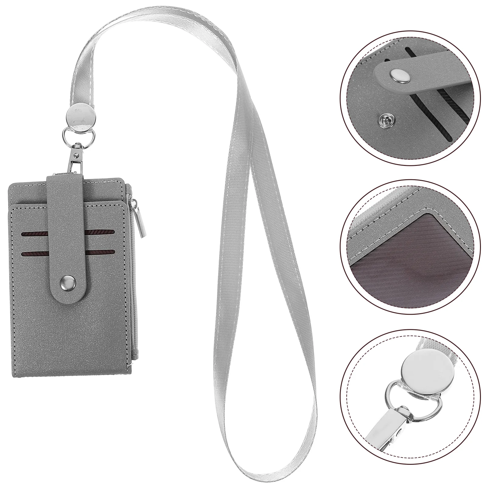 Анти-надраскване на врата Притежател на кредитна карта (сив с въже) Значка за учител по работно въже