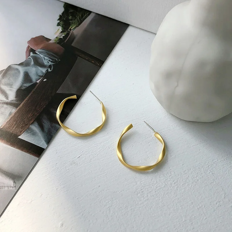 Голям обръч обеци пръстен кръг женски обеци злато цвят голям кръг матирана обица чар момичета мода бижута подаръци