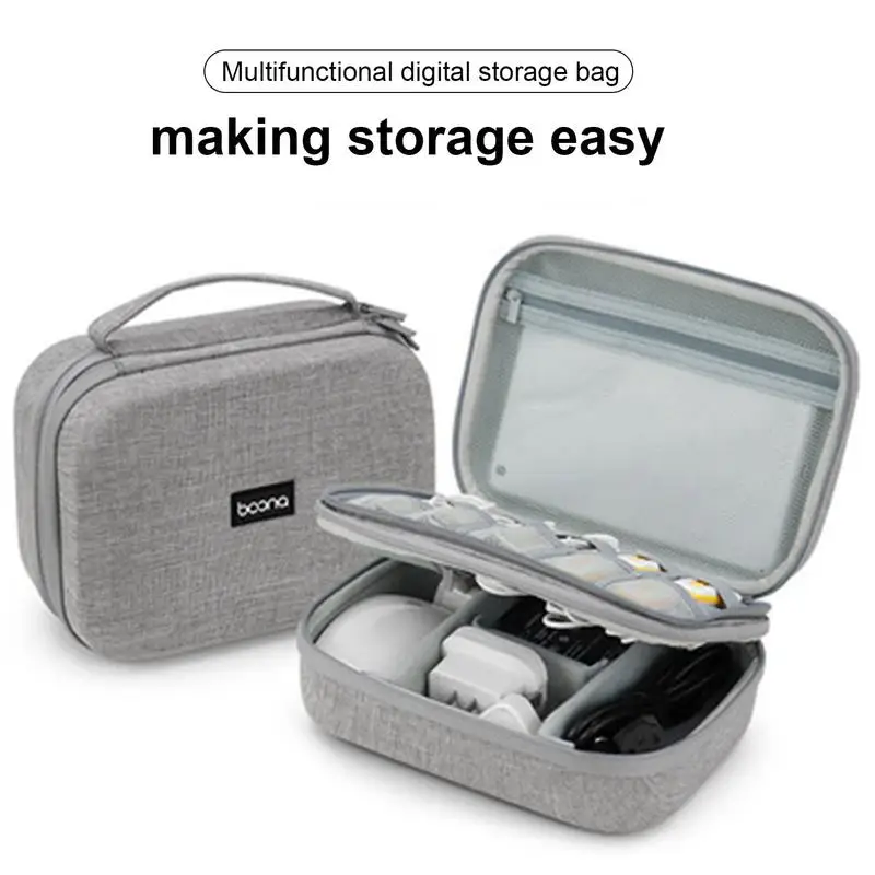 Двуслоен твърд EVA Цифрови чанти за съхранение на зарядно устройство за слушалки Кабели за данни Електронни аксесоари Съхранение Travel Organizer Box
