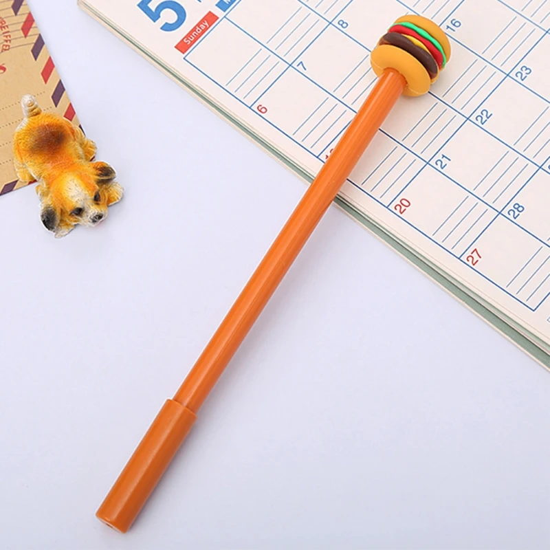 Комплект от 4 сладък черен гел писалка с хамбургери / сладолед / кола може да писалка капачка за многократна употреба гел писалка за многократна употреба за IDEAL за момче G