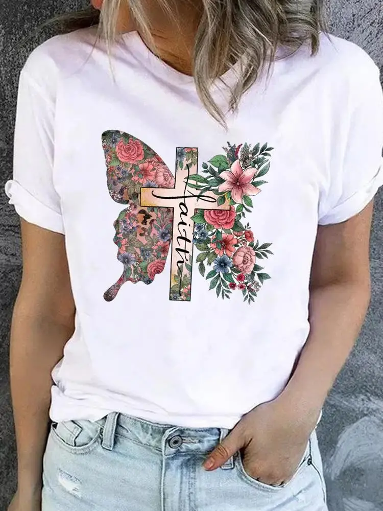 Любов вяра сладко писмо тенденция Tee дрехи мода печат тениска дамски дрехи къс ръкав Топ основни графични тениски