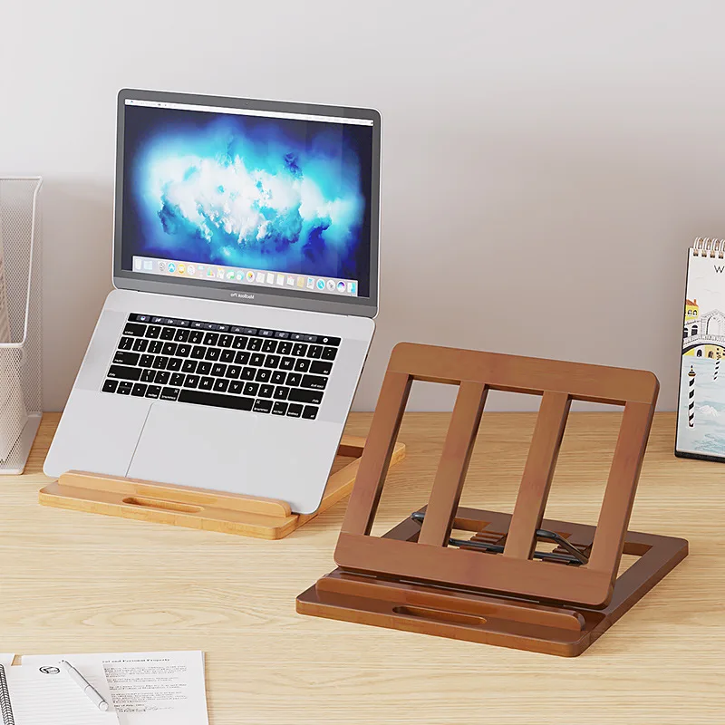 Преносима бамбукова маса за легло, ергономичен държач за стойка за лаптоп, регулируема по височина стойка за компютър, дървен лаптоп щранг за бюро