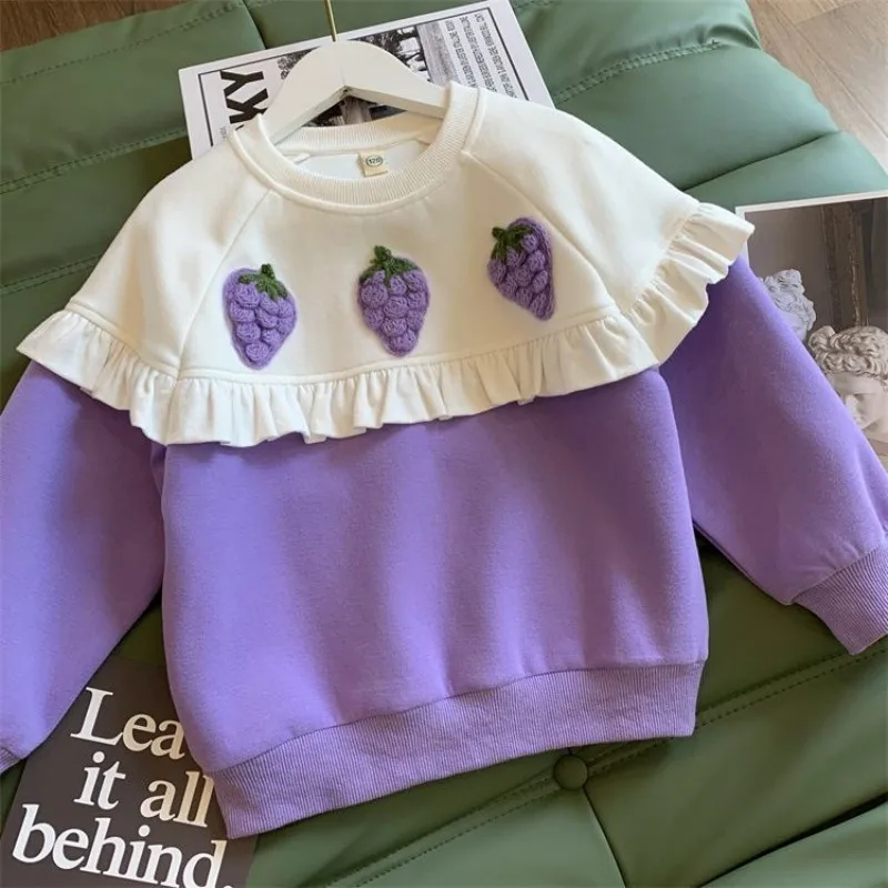 Пуловер за бебета момичета пролет и есен Нов детски ежедневни кръг врата дълъг ръкав отгоре малки момичета долната риза