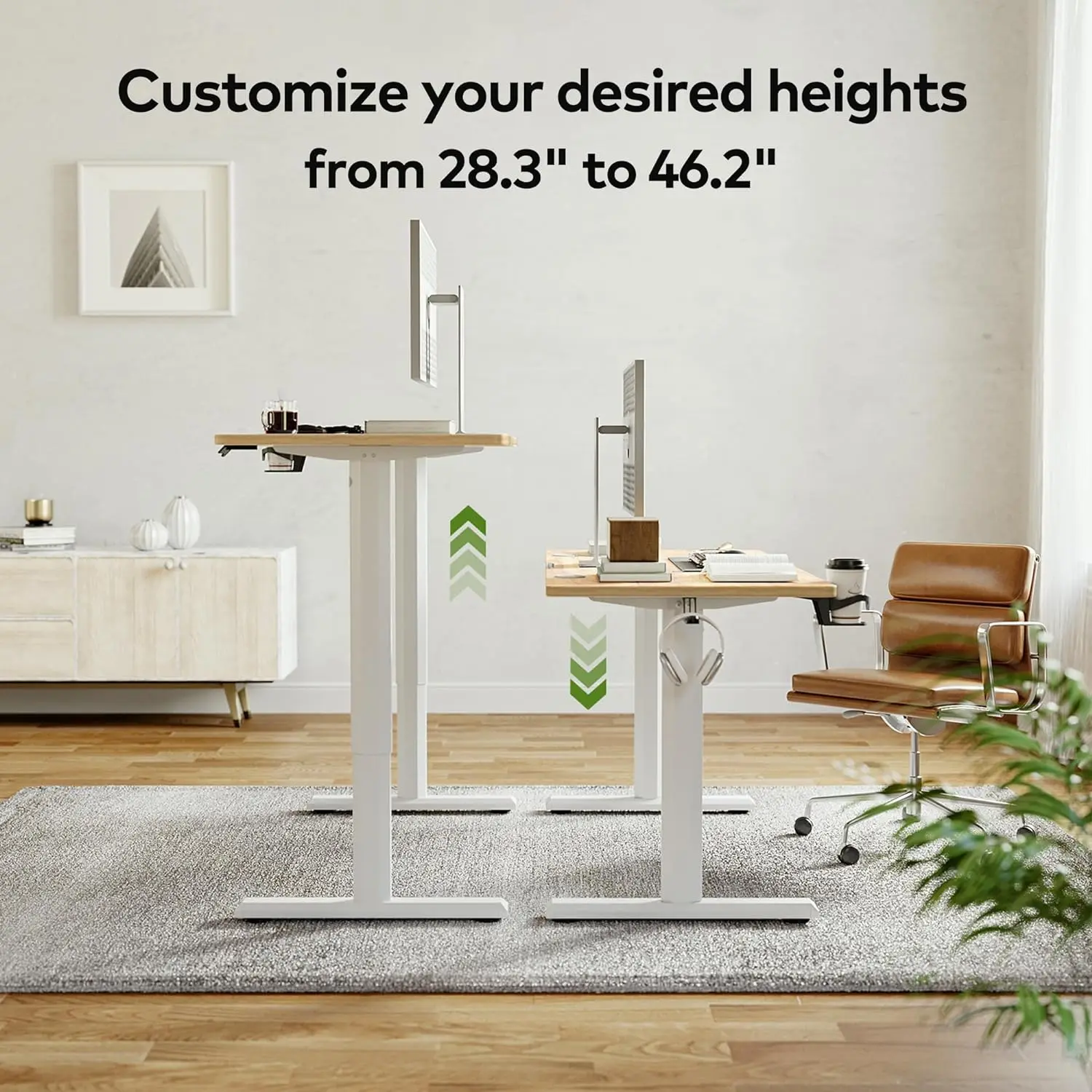 регулируемо по височина електрическо стоящо бюро, 63 x 24 инча Stand up маса, Sit Stand Home Office Desk с Splice Board, Li