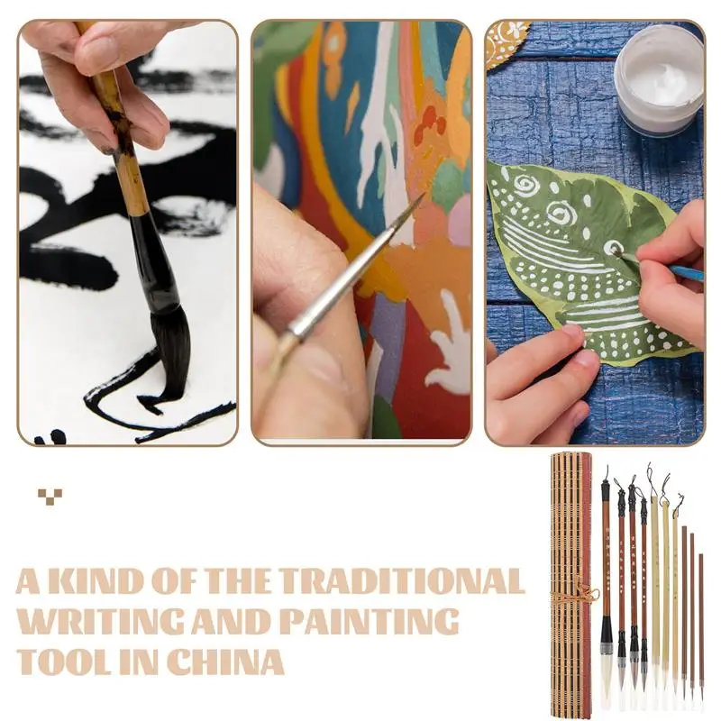Рисуване Китайски четки Калиграфия Рисуване Акварел Комплект за писане на писалка Мастило Суми Рисуване Училищни пособия Практикуване на бамбук