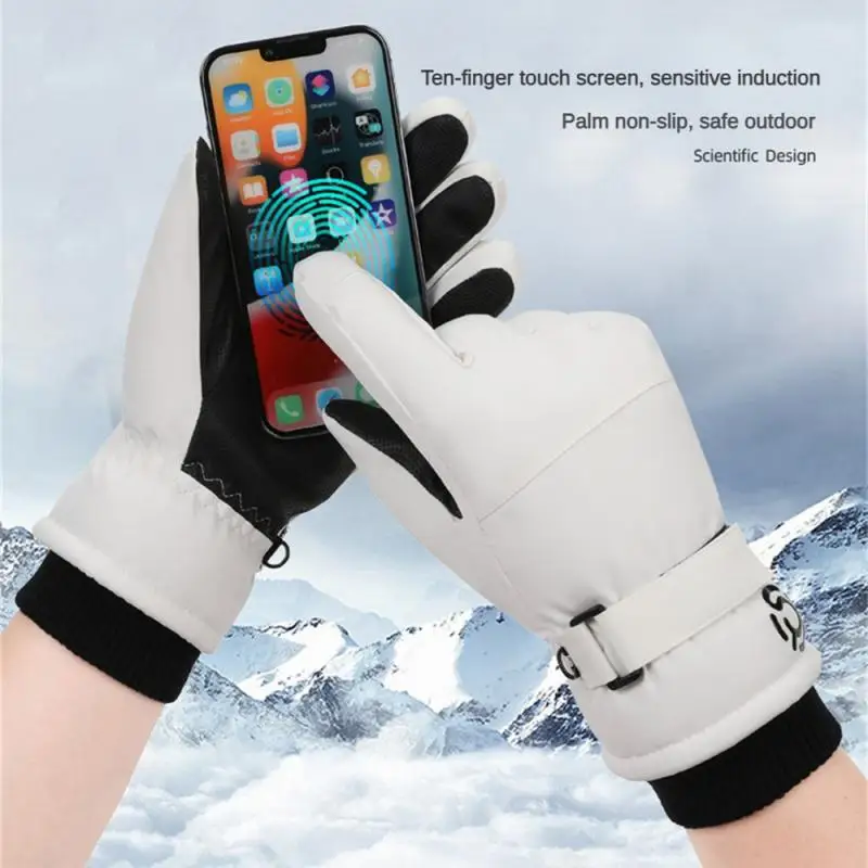 Ски ръкавици Зимни топли спортове на открито Сноуборд Моторни шейни Колоездене Ски ръкавици Мъже Жени Деца Водоустойчив неплъзгащ се сензорен екран