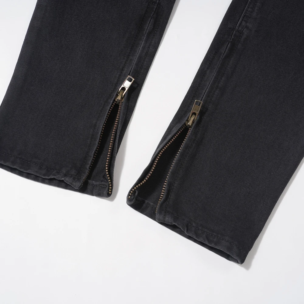 Черни скъсани дънки Мъже Кльощава Висока улица Ежедневни модни харем панталони Vaqueros унищожи тънък streetwear Y2k лято HOLE панталони